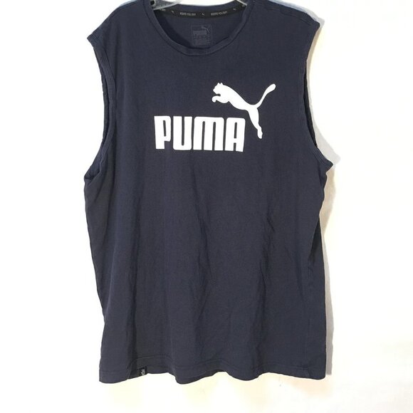 PUMA Blue Activewear Athletic Workout Tank Top Tee T Shirt - Picture 1 of 6